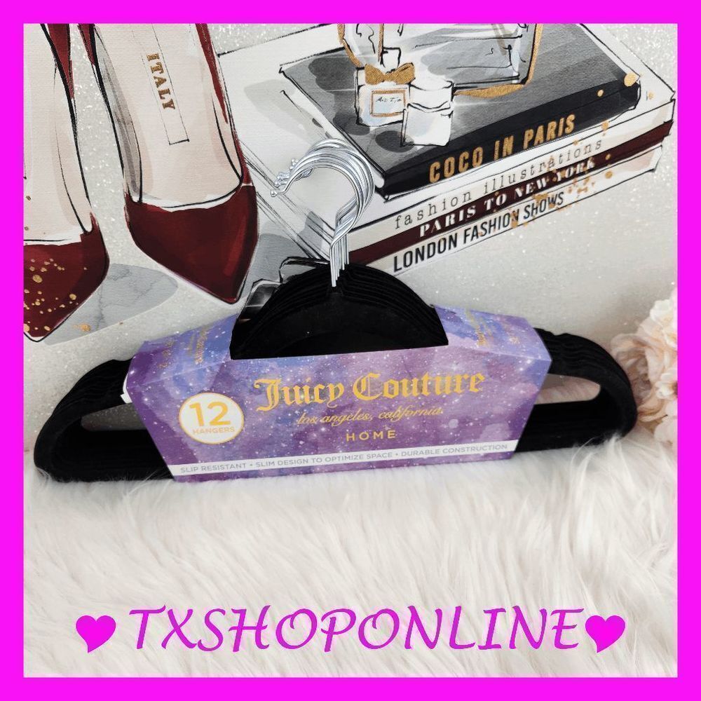 ❣️❣️{Juicy Couture } Set of 10 black velvet hangers 👗👗